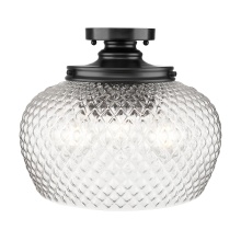 Golden 1088-3SF BLK-CLR - Golden Lighting Adeline 3-light Semi-Flush Mount in Matte Black